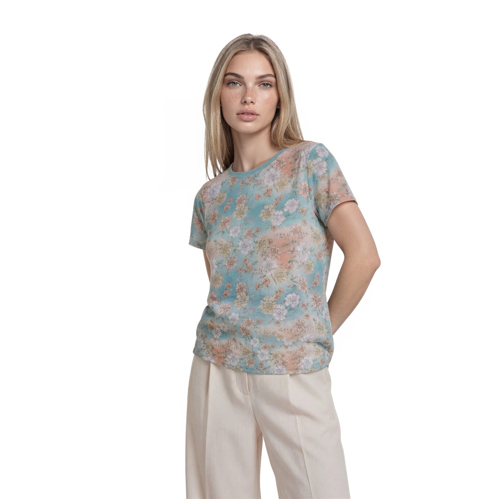 NEW Torrid Blue Floral Vintage Tee Womens Size 3X Teal Short Sleeve Classic Fit